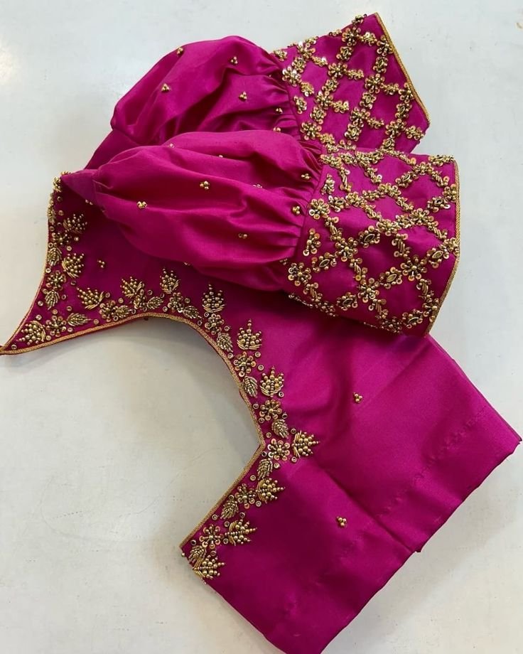 Puff Sleeve Blouse Aari Work Puff Sleeve Blouse Aari Work